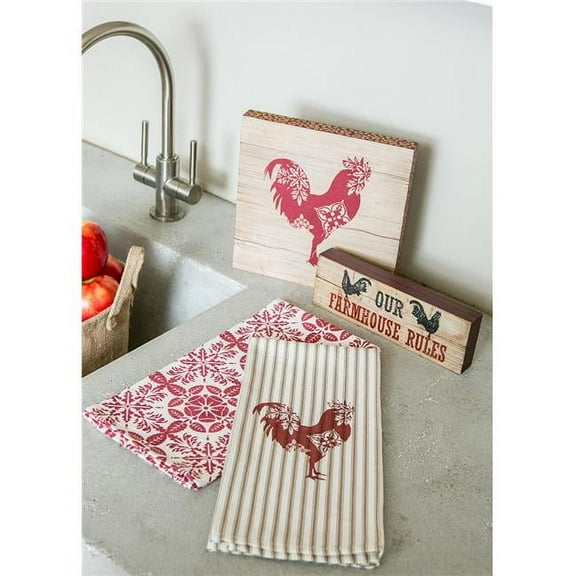 9 x 9 in. Farmhouse Rooster Wood Sign