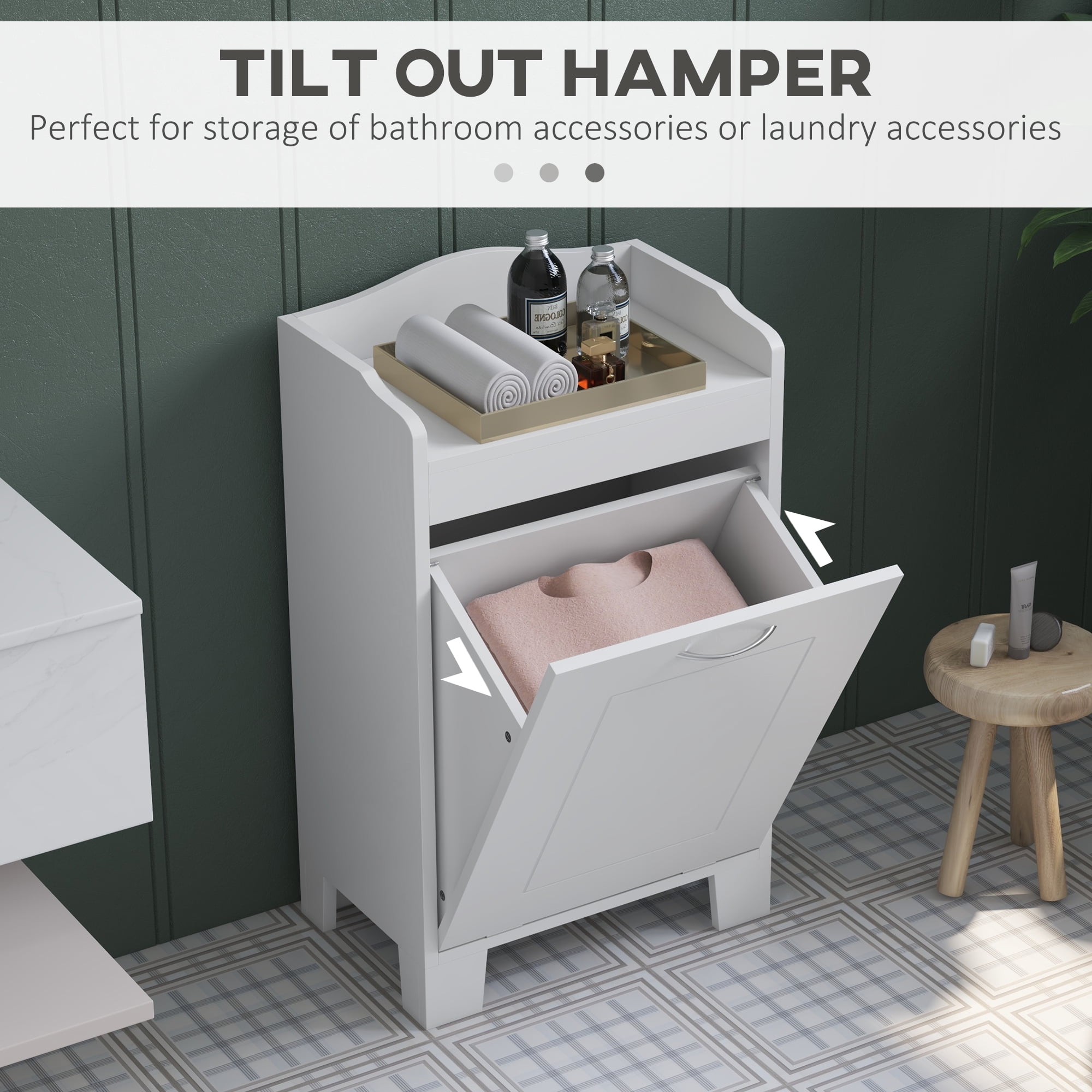 HOMCOM 31" Tilt Out Laundry Hamper, Free Standing Home Organizer Hamper