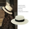 thumbnail image 3 of Qarigey Sombrero de paja de verano de ala ancha, informal, transpirable, para acampar, pescar, viajar, playa, moda, tapa plana, gorra protectora solar Sombreros Blanco Leche Negro NO5 Qarigey AP012495-05, 3 of 6