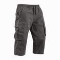 thumbnail image 4 of Domuza Mens Capri Long Cargo Shorts Drawstring Below Knee Shorts 3/4 Summer Casual Outdoor Hiking Shorts with Pockets Dark Gray 3XL, 4 of 6