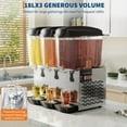 thumbnail image 6 of 3 Tank 54L Commercial Beverage Dispenser, 3 X18L Capacity, 380W Powerful Cooling, 14.26 Gal Stainless Steel Juice Dispenser with Thermostat Control, 380W Cold Drink Machine for Ice Tea Restaurant Bar, 6 of 8