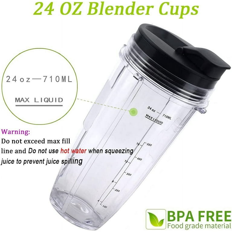 Replacement Blender Cup with Lid,2 Pack 24 Oz Cups For Ninja Auto iQ BL480  BL482 BL642 NN102 BL682 BL450 BN751 BN801 Foodi SS351 SS401 Ninja Blender  Auto iQ Blade 