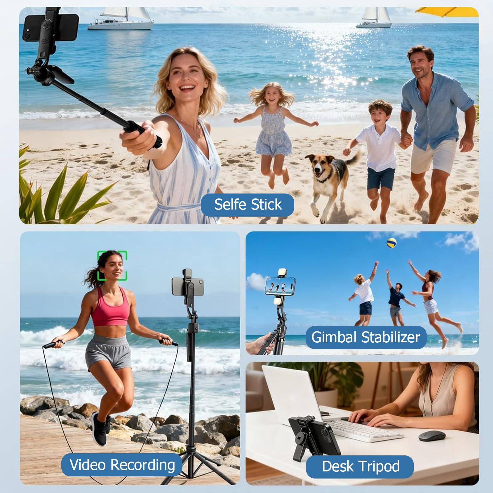 ORMOS AutoTracking Selfie Stick Tripod, Aluminum Alloy & ABS, Universal Smartphone Holder, Black, 360° Smart Rotation with Gesture Recognition, 69.3 Inches Maximum Height
