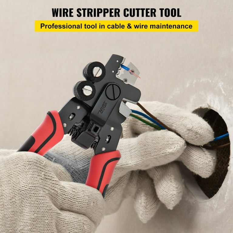 VEVOR Fiber Optic Stripper, 4 in 1 Wire Cutters Pliers, Three Hole