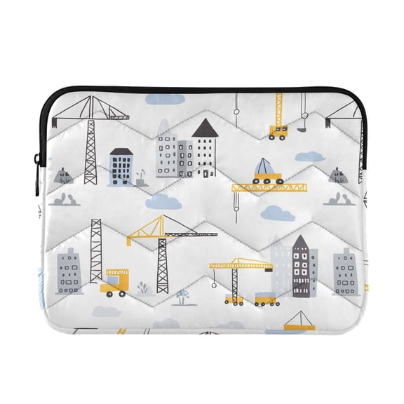 JIALIOU Laptop Sleeve Case with Zipper 13-13.3/15-16 Inch Compatible with MacBook HP Lenovo Dell ASUS Acer, Skyscraper Truck Crane