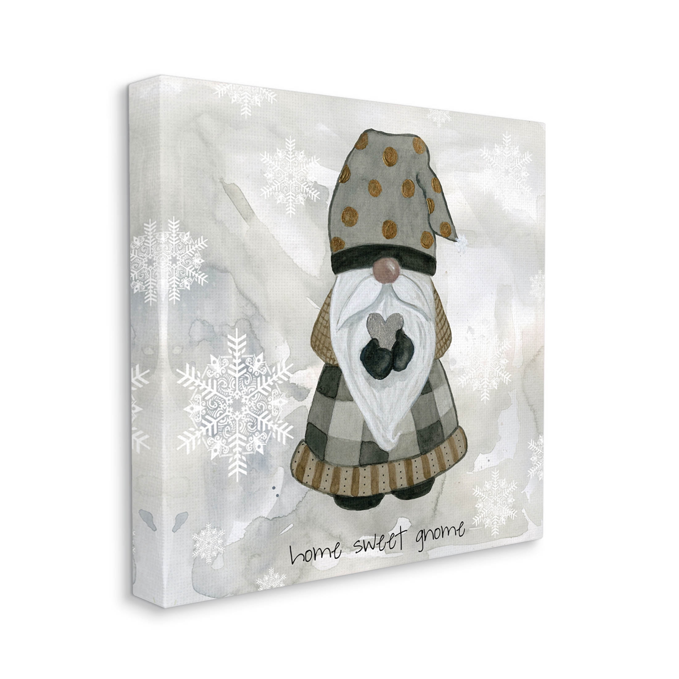 Stupell Industries Home Sweet Gnome Winter Snowflakes Graphic Art Gallery Wrapped Canvas Print Wall Art, Design by Livi Finn