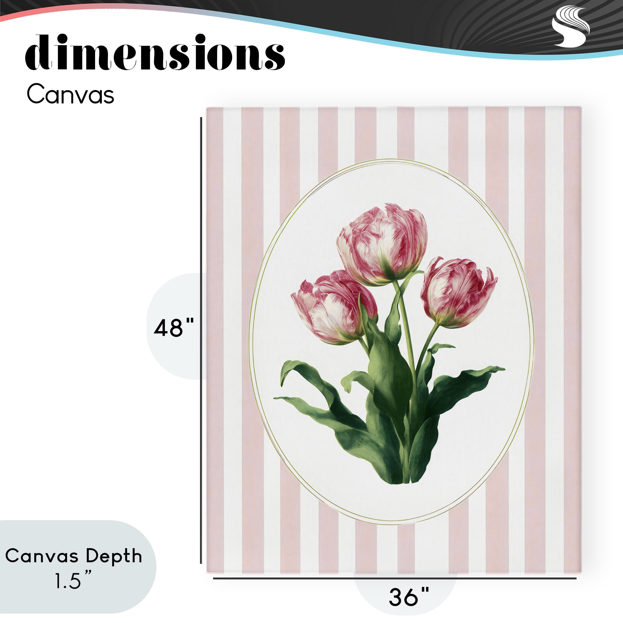Stupell Industries Spring Tulips on Stripes Canvas Wall Art, design by Ink Drop Loft