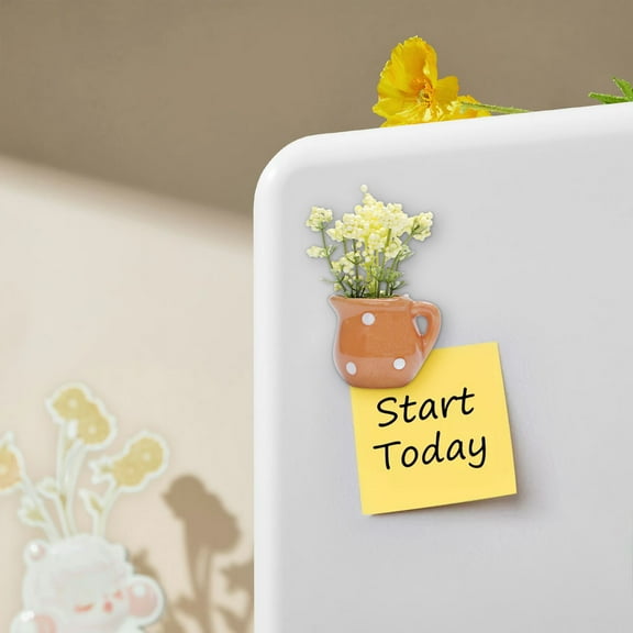 Vacemry Under $5 3D Fridge Magnets Set, Mini Ceramic Vase Refrigerator Stickers, Cute Magnetic Decorations for Kitchen Home Office, Small Adhesive Magnets for Metal Surfaces Decor