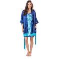 thumbnail image 1 of Ashford & Brooks Women's 2 Piece Satin Robe and Nightie Set - Royal Blue/Tropical Aztec - X-Large, 1 of 2