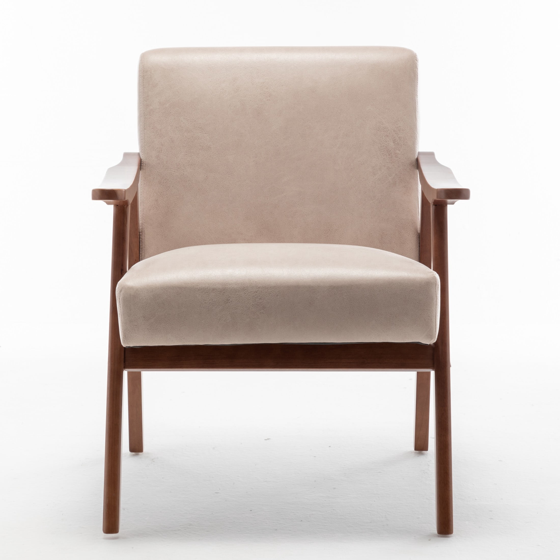 GDF Studio Mid-Century Modern Accent Chair with Microfiber Upholstery & Solid Wood Frame, Light Camel