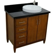 MCM 37 Single Solid Wood Vanity with Right Round Sink in Walnut/Black