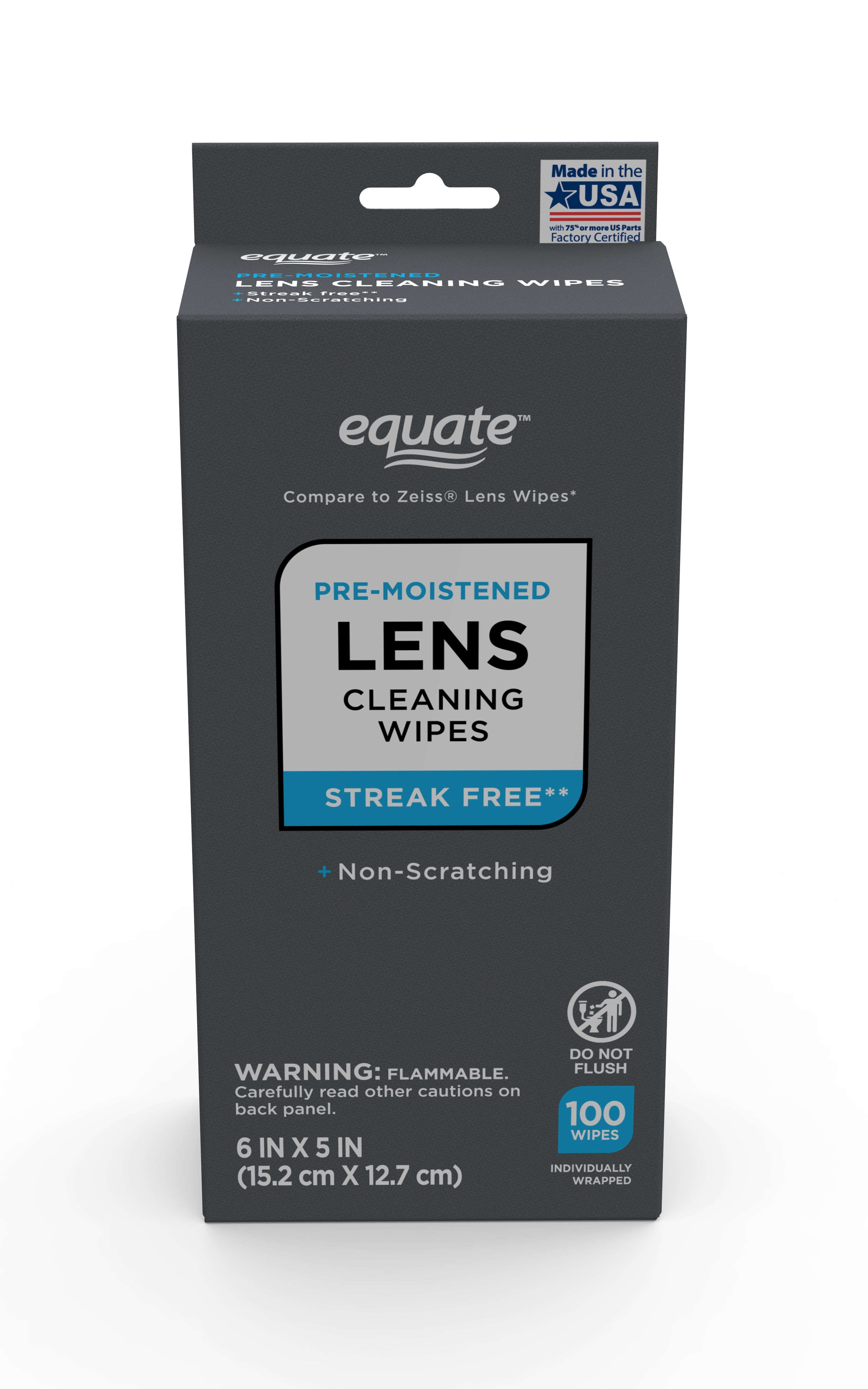 Equate PreMoistened Lens Cleaning Wipes, 100 Count