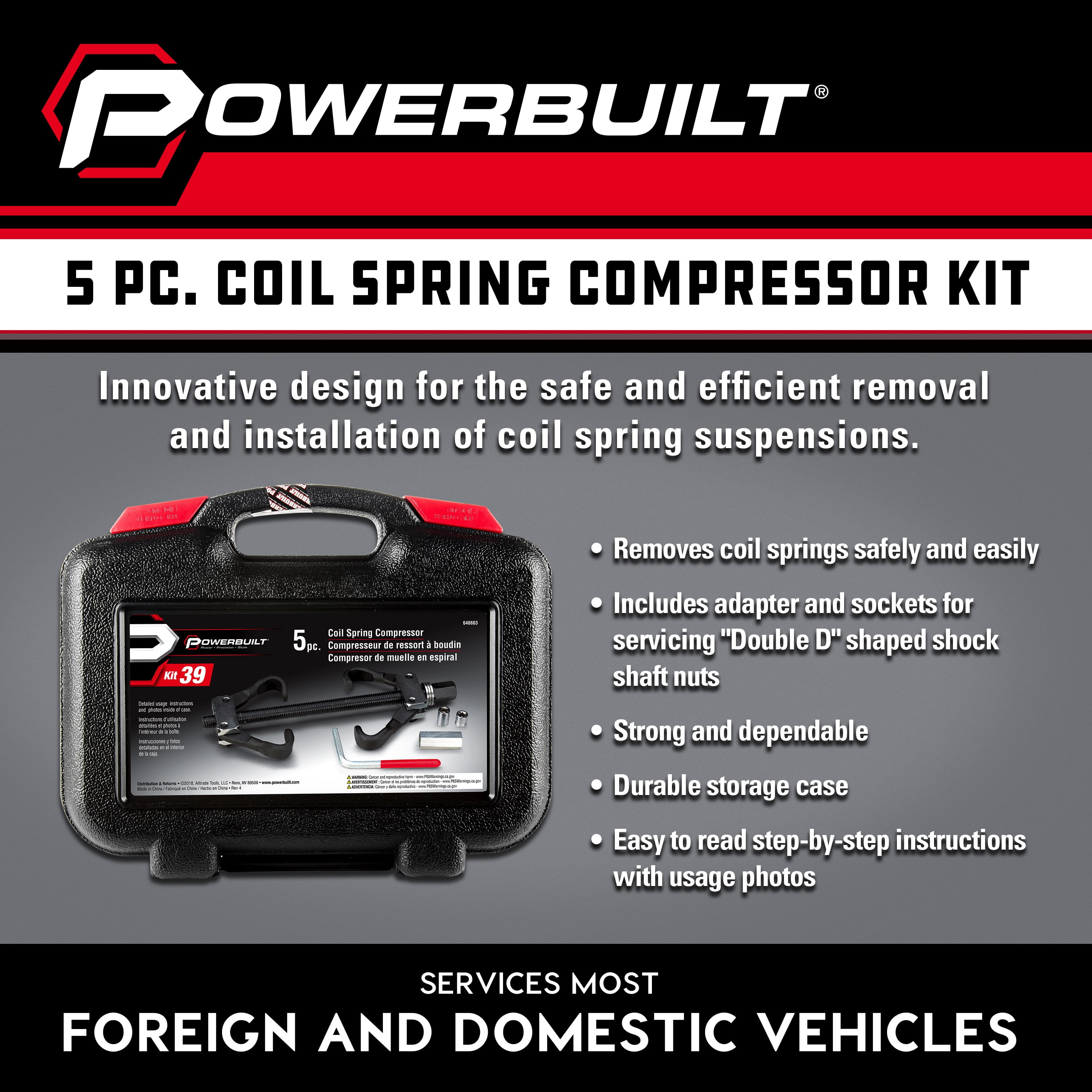 Powerbuilt 5 Piece Coil Spring Compressor Kit - 648603