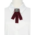 thumbnail image 4 of INSPIRE CHIC Women's Velvet Pre-Tied Bowknot Brooch Pin with Rhinestone for Wedding Party Burgundy, 4 of 5