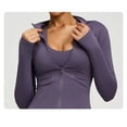 thumbnail image 3 of Telankuip Womens Two Piece Workout Outfits Long Sleeve Full Zip up Lightweight Athletic Jacket with Thumb Holes Matching Stretchy Seamless Leggings Fashion Solid Color Gym Sets Brown L, 3 of 7