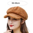 thumbnail image 7 of dianhelloya Warm hat Autumn Winter Women Beret Hat Solid Color Short Brim Windproof Faux Sweat-absorbing Octagonal Hat for Trip Yellow, 7 of 7