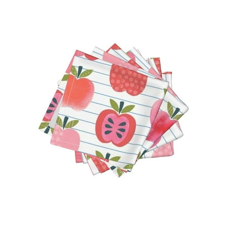 Cocktail Napkins Pink Apple Summer Fruit Kitchen Decor Fruit Apple Set Of 4