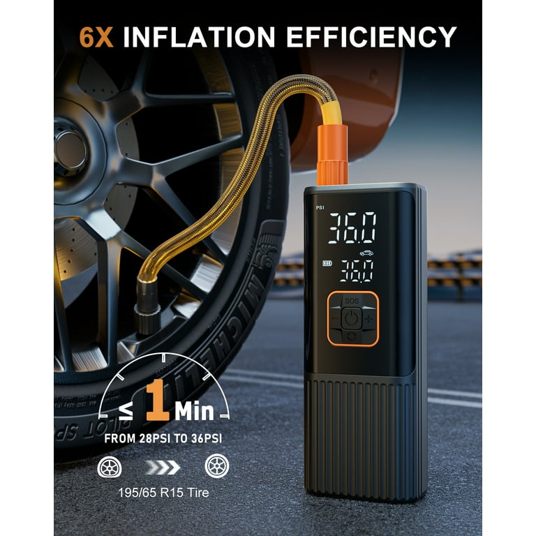 REHOTTOP Tire Inflator, 180PSI Portable Air Compressor with 12V DC