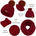 thumbnail image 3 of 4-piece set Winter Warm Sets Knitted Scarf Touch Screen Gloves Beanie Pompom Hat and Winter Ear Warmer for Men or Women, 3 of 6