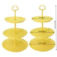 thumbnail image 2 of ATRDTO 3-Tier Cupcake Stand 12” x 12” Plastic Yellow 3-Tier Wedding Cake Stand, Yellow (2 Count), 2 of 7