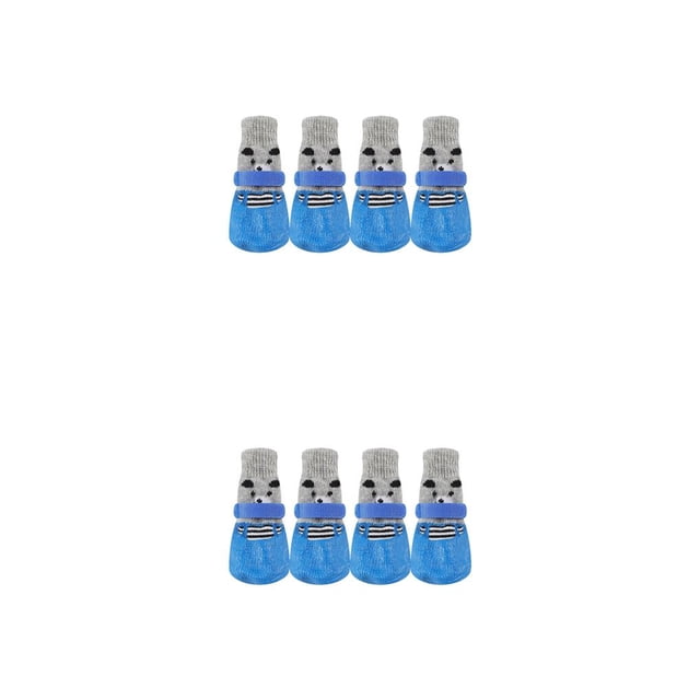 Greeniant 4 piezas de zapatos reflectantes para mascotas Botas de lluvia para la nieve Conjunto de calcetines antideslizantes con suela de goma Azul S 2piezas