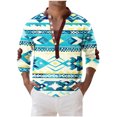 thumbnail image 2 of LODIENY Western Cowboy Henley Shirts for Men Ethnic Style Vintage Aztec Print Button Long Sleeve Half Button V Neck Graphic Tees Loose Fit Casual Pullover Tops with Elbow Patches Light Blue#01 XXL, 2 of 7