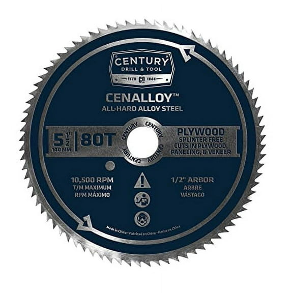 Century Drill & Tool 08253 Cenalloy Plywood Circular Saw Blade 5-1/2" by 80T