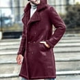 thumbnail image 2 of hopeusince Men's Winter Mid-Length Wool Pea Coat Double Breasted Slim Fit Warm Outwear Trench Overcoat Wine XXL, 2 of 6