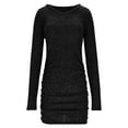 thumbnail image 6 of YueHuiYing Women's Pullover Sweater Dress Casual Long Sleeve Cute Ribbed Knit V Neck Slim Bodycon Mini Sweaters Dresses, 6 of 6