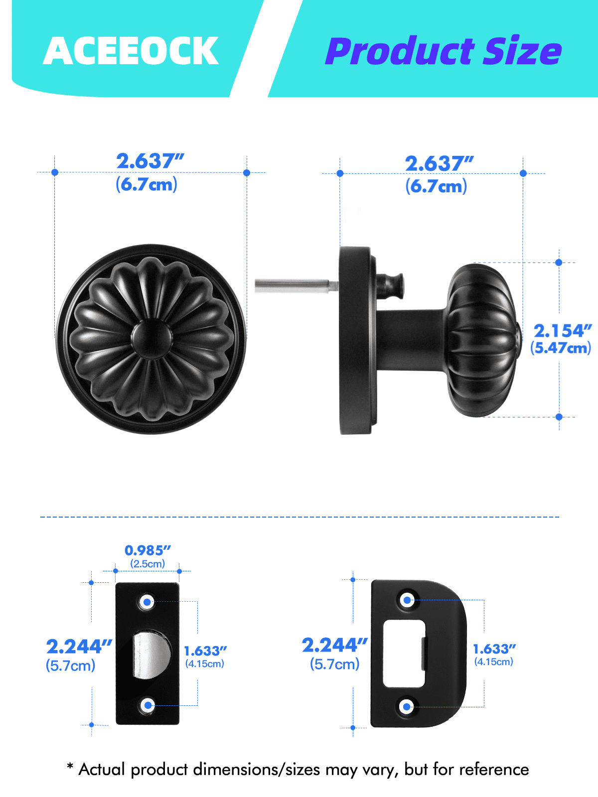 ACEEOCK Black Privacy Door Knob, Interior Door Handle Bathroom Bedroom Black Doorknob, Aluminium Alloy Knob
