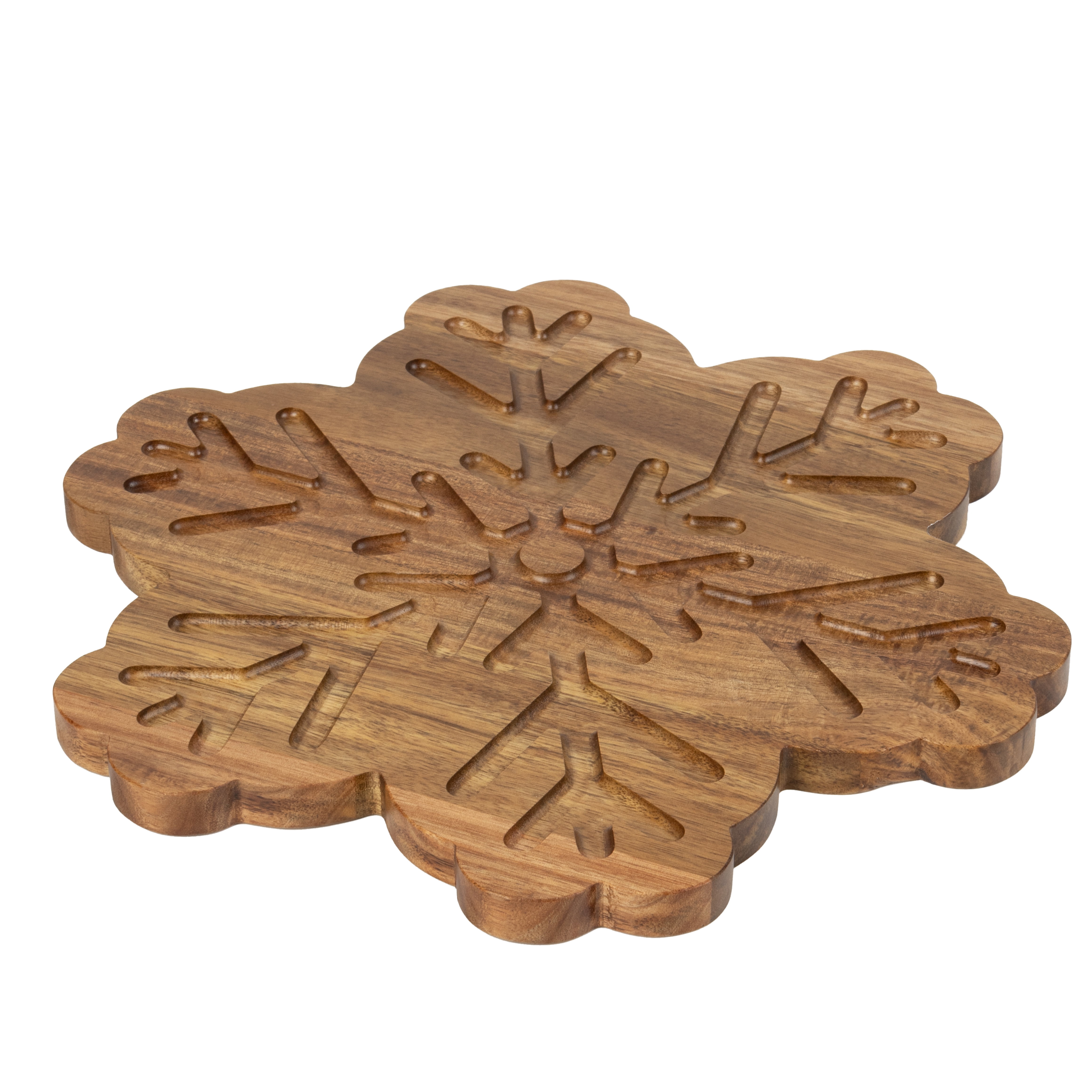 Holiday Time Acacia Wood Snowflake Board, Natural Wood Color, 12 W x 11.18 D x 0.59 H in