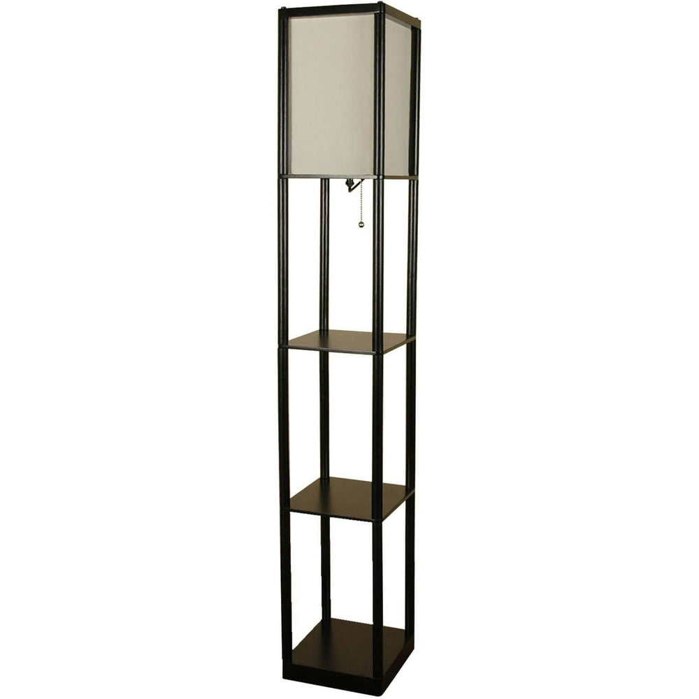 Mainstays Black Shelf Floor Lamp with White Shade, CFL Bulb Included