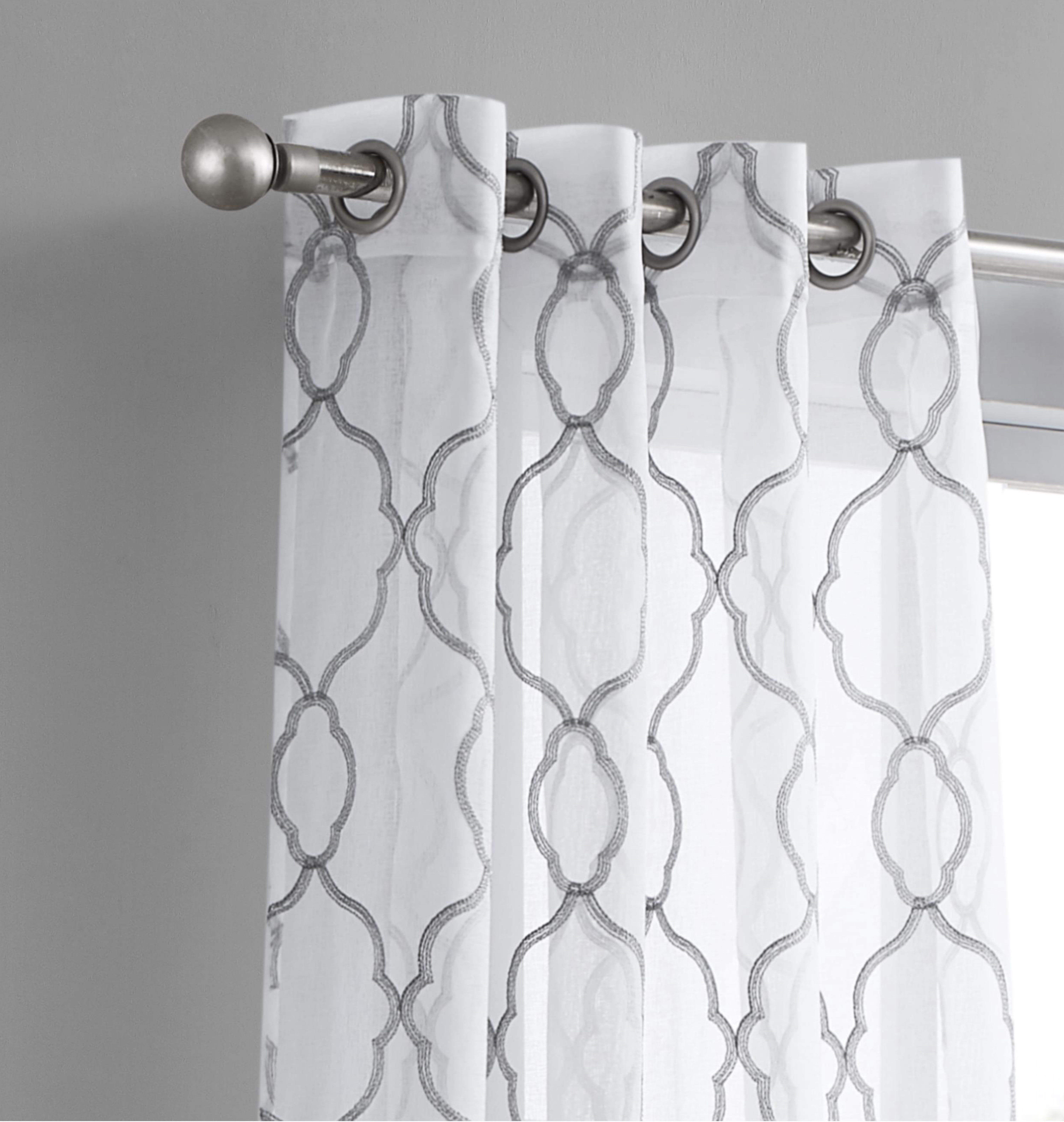 Dainty Home 2-Pack Light Filtering Grommet Curtain Panels, Metallic Embroidered, 54"x84"