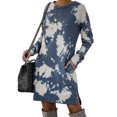 thumbnail image 1 of Avamo Robe Midi Femme Col Rond T-Shirt Robes Manches Longues Décontractée Quotidienne Bleue P, 1 of 2