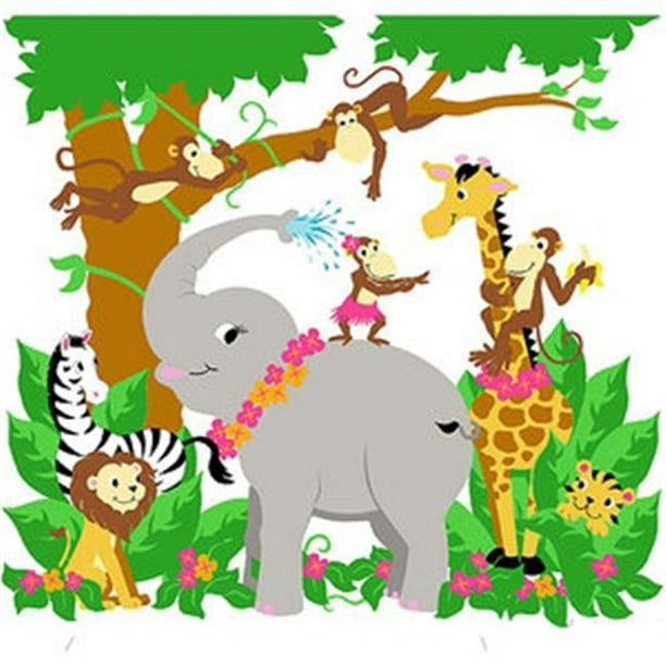 Elephants on the Wall E 5-1160 Jungle Hula Party - Peignez-le Vous-Même