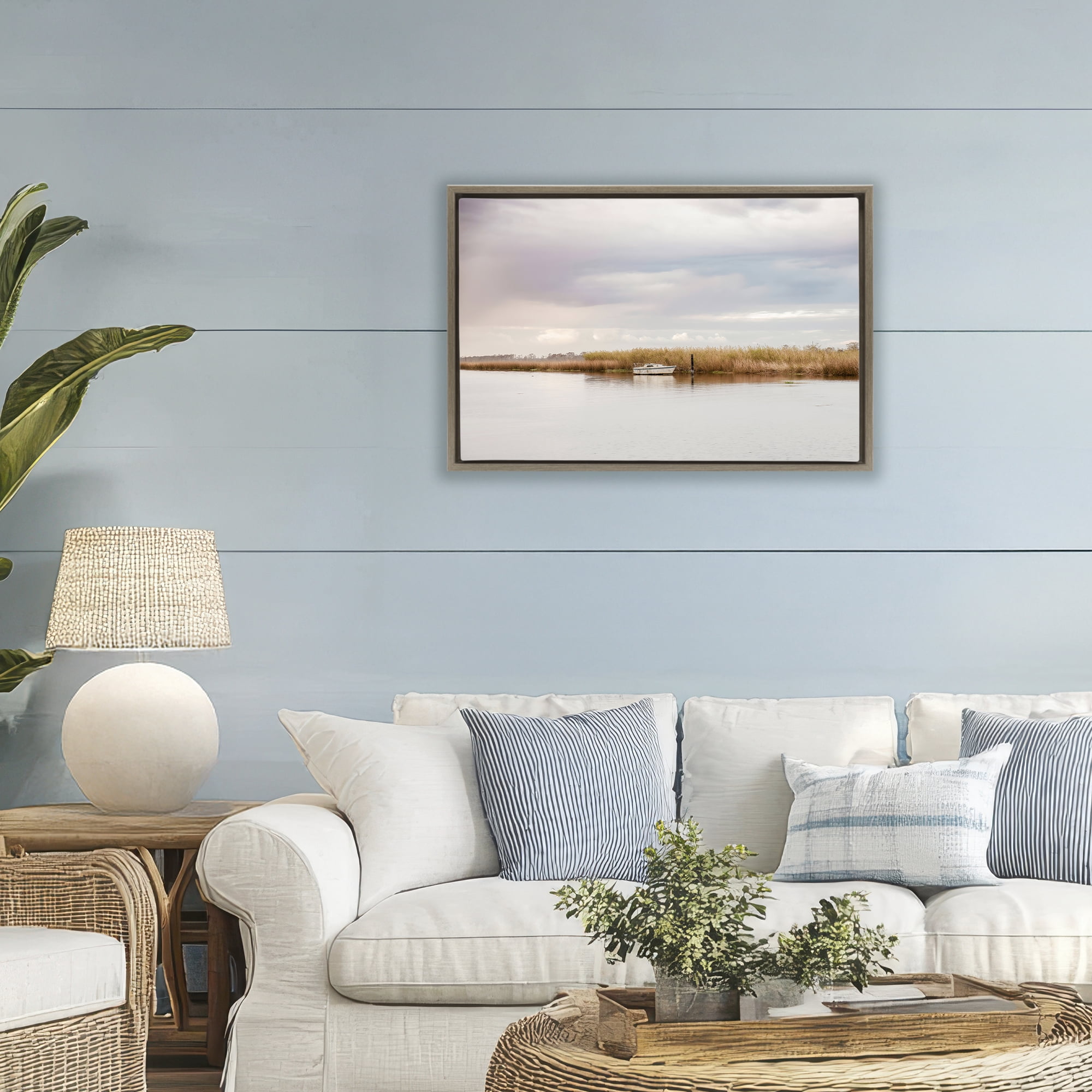 Stupell Industries Magical Mooring Landscape Brown Framed Floater Canvas Wall Art, design by Christy Berry