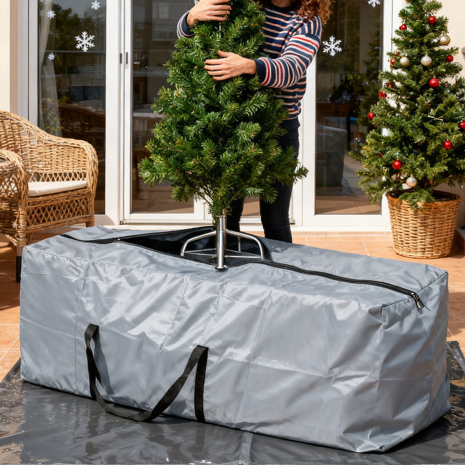 Extra Large Waterproof Outdoor Storage Bag - 68.11x20.08x29.92 Inch Cushion Cover with Zipper & Handles for Patio Furniture, Christmas Tree, Pool Toys
