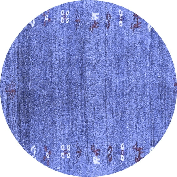 Ahgly Company Indoor Round Abstract Blue Contemporary Area Rugs, 5' Round