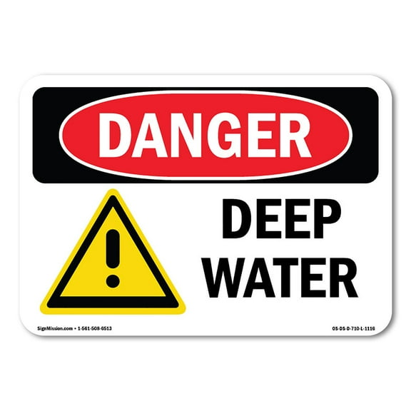 SignMission OS-DS-A-1218-L-1116 12 x 18 in. OSHA Danger Sign - Deep Water