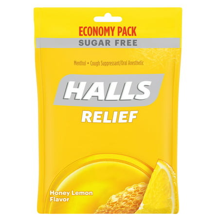 Halls Sugar Free Honey Lemon Cough Suppressant/Oral Anesthetic Menthol Drops 70 ct (Best Cold And Cough Medicine For Adults)