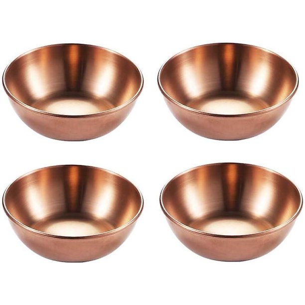 Tazones De Salsa De Acero Inoxidable Platos De Condimentos Redondos, Mini Platos De Salsa Tazón De Sumidero De Sushi Plato De Aperitivo, Tazones De Salsa De Soja (4 Piezas, Rojo Rosa)