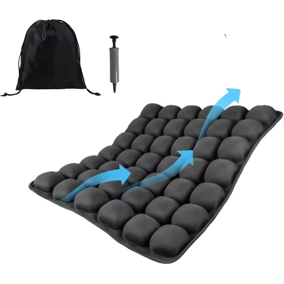 Inflatable Travel Seat Cushion – Ergonomic Airplane Cushion for Long Flights, Portable Chair Pad for Office, Car, and Wheelchair Use with Adjustable Firmness