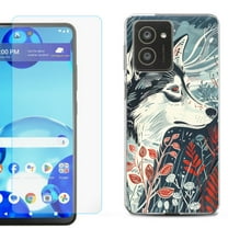 For HMD Vibe Shockproof Phone Case Cover with Tempered Glass Screen Protector, by OneToughShield - Calm Husky