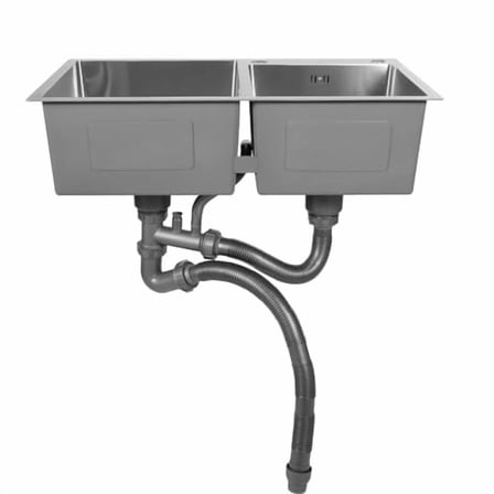 30 x 17 x 8.27 Inch Stainless Steel Kitchen Sink Double Bowl Drop-in Sink 3 Types of Installation w/Drainer&Strainer for Home Kitchen Bathroom