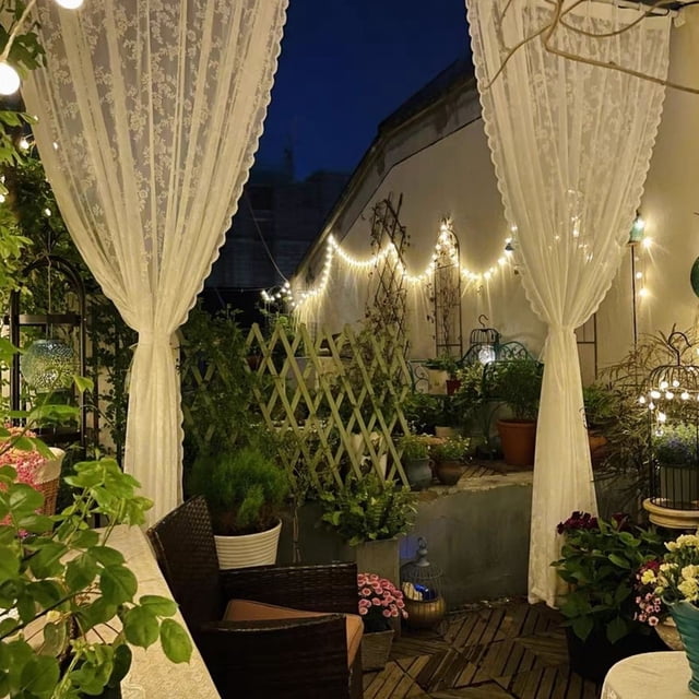 White Lace Gauze Curtain Panel for Living Room Balcony Window Decoration
