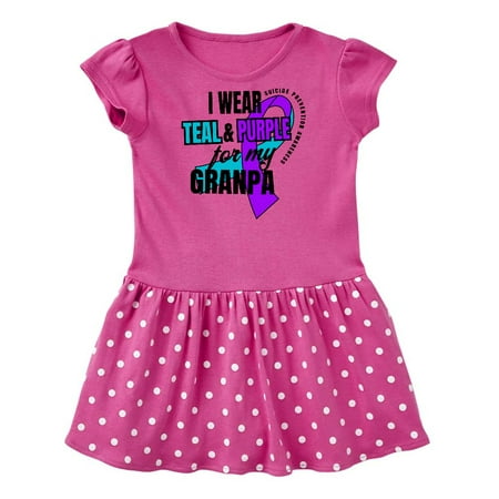 

Inktastic Suicide Prevention I Wear Teal and Purple for My Granpa Gift Baby Girl Dress