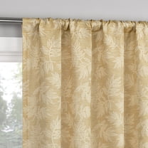 No. 918 Koda Woven Jacquard Leaf Semi-Sheer Rod Pocket Curtain Panel, 50"W X 84"L, Gold