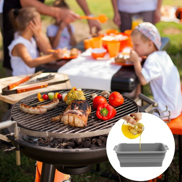 Accessoires pour Plaque Réutilisables Doublures de Poêle Pliables pour Plaque BBQ Capteur de Graisse Protection de Tasse (Gris) Grands Contenants de Rangement pour Aliments Organisateur de Céréales Contenant à Spaghetti Préparation des Aliments Contenant Alimentaire en Verre