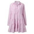 thumbnail image 4 of Aayomet Flowy Dresses for Women Square Neck Long Sleeve Shirred Ruffle Hem Dress,Hot Pink XL, 4 of 5