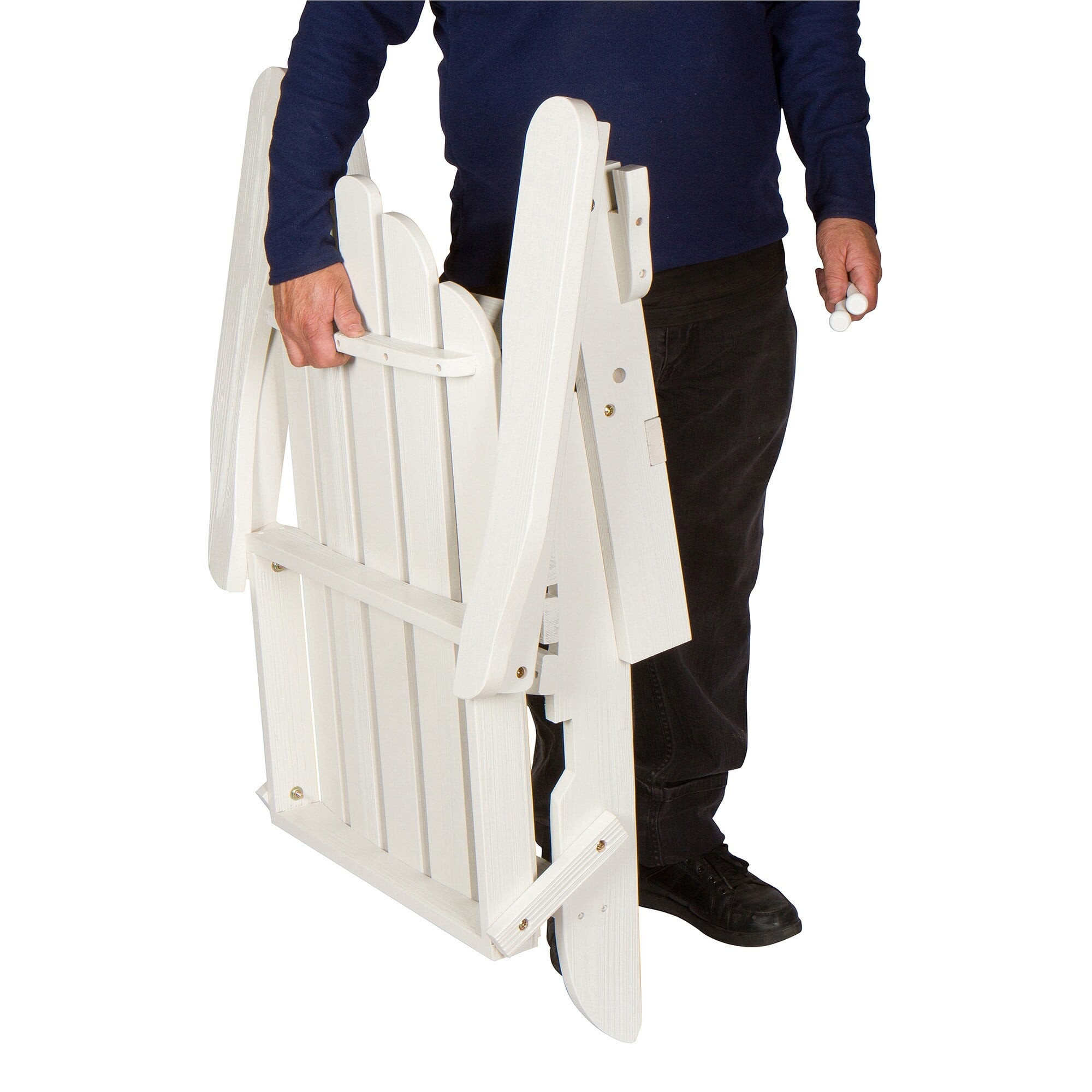 Shine Company Traditional Cedar Wood Folding Adirondack Chair in White